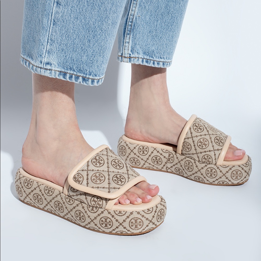 New Tory Burch T MONOGRAM BUBBLE SLIDE